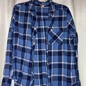 Arizona Jean Company Blue Plaid Women's Medium Flannel
